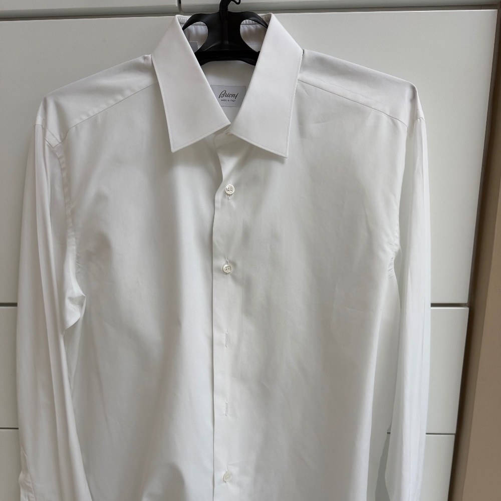 Men’s white, Brioni shirt, size 43/17